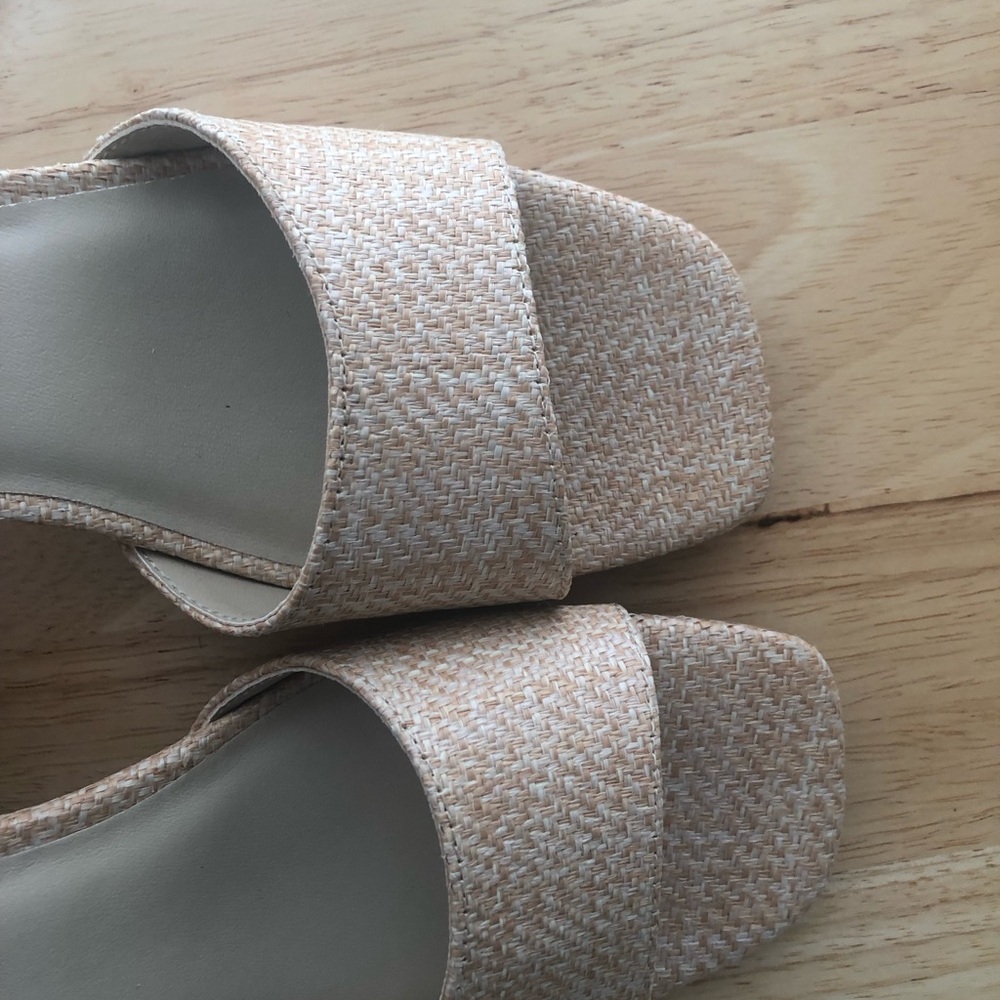 NWOT Seychelles Anthropologie Raffia Blush Tan Block Heel Sandal Size 8.5 - Picture 9 of 12
